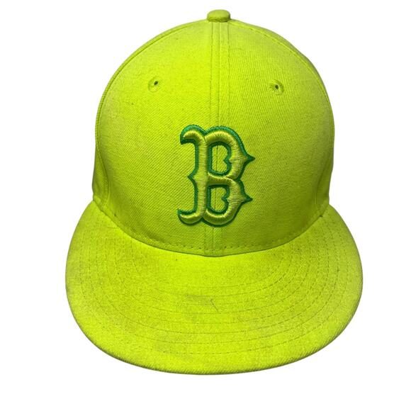 Boston Red Sox Hat New Era 59FIFTY Men's 7 1/8 Neon Green MLB - Picture 9 of 9